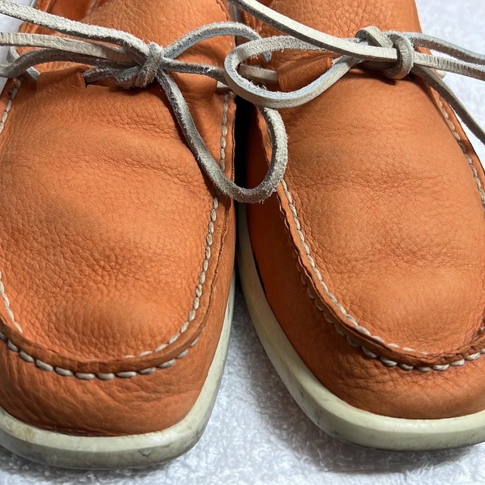 Tommy Bahama Orange Boat Shoes with Moccasin Toe - Picture 9 of 11